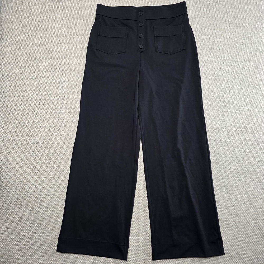 Halara High Waisted Straight Leg Casual Pants Black Stretch Pockets L Petite NWT